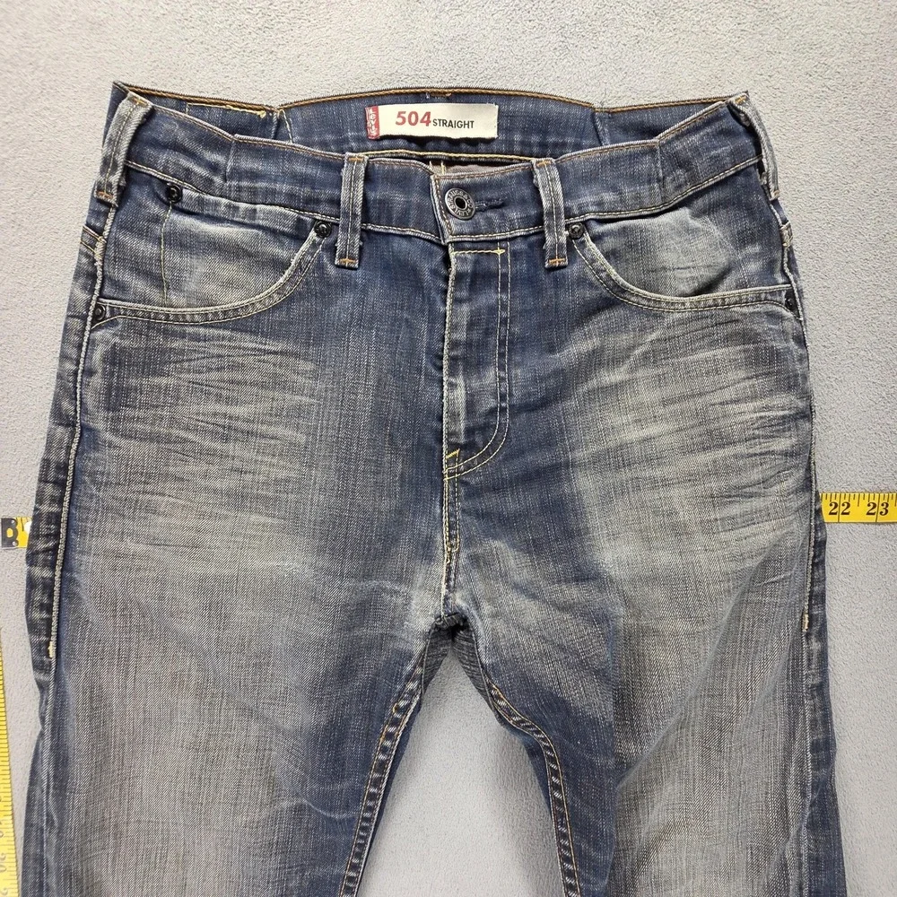 Vintage Levis 504 Jeans Mens 32x32 Blue Straight Engineered Whiskers Honeycomb